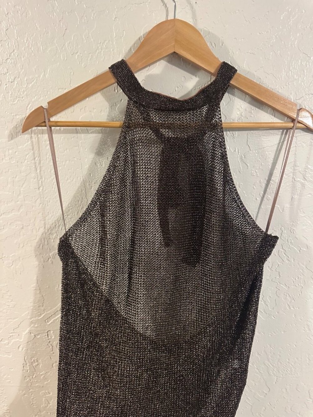 Free People Shine Be Fine Metallic Halter Neck Sheer Open Back Bodysuit - Picture 5 of 11